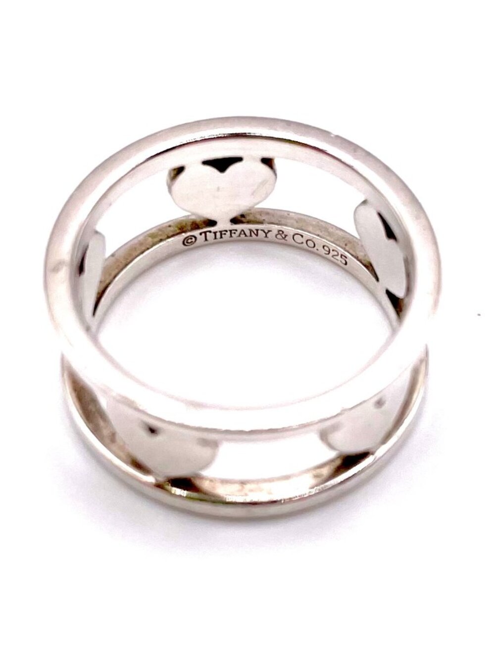 TIFFANY & CO. STERLING SILVER OPEN BAND HEART RING
